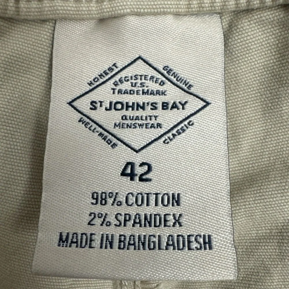 St. John's Bay Men's Khaki Front Pocket Cotton Blend 🆕 Shorts [Size 42] New‎